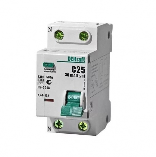 �������������� ����������� ����������������� ���� DEKraft ���-102 (1P+N) C 25� 30�� ��� AC 4.5��