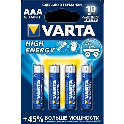 Батарейка алкалиновая Varta High Energy AAA 4 шт. Батарейка алкалиновая Varta High Energy AAA 4 шт.